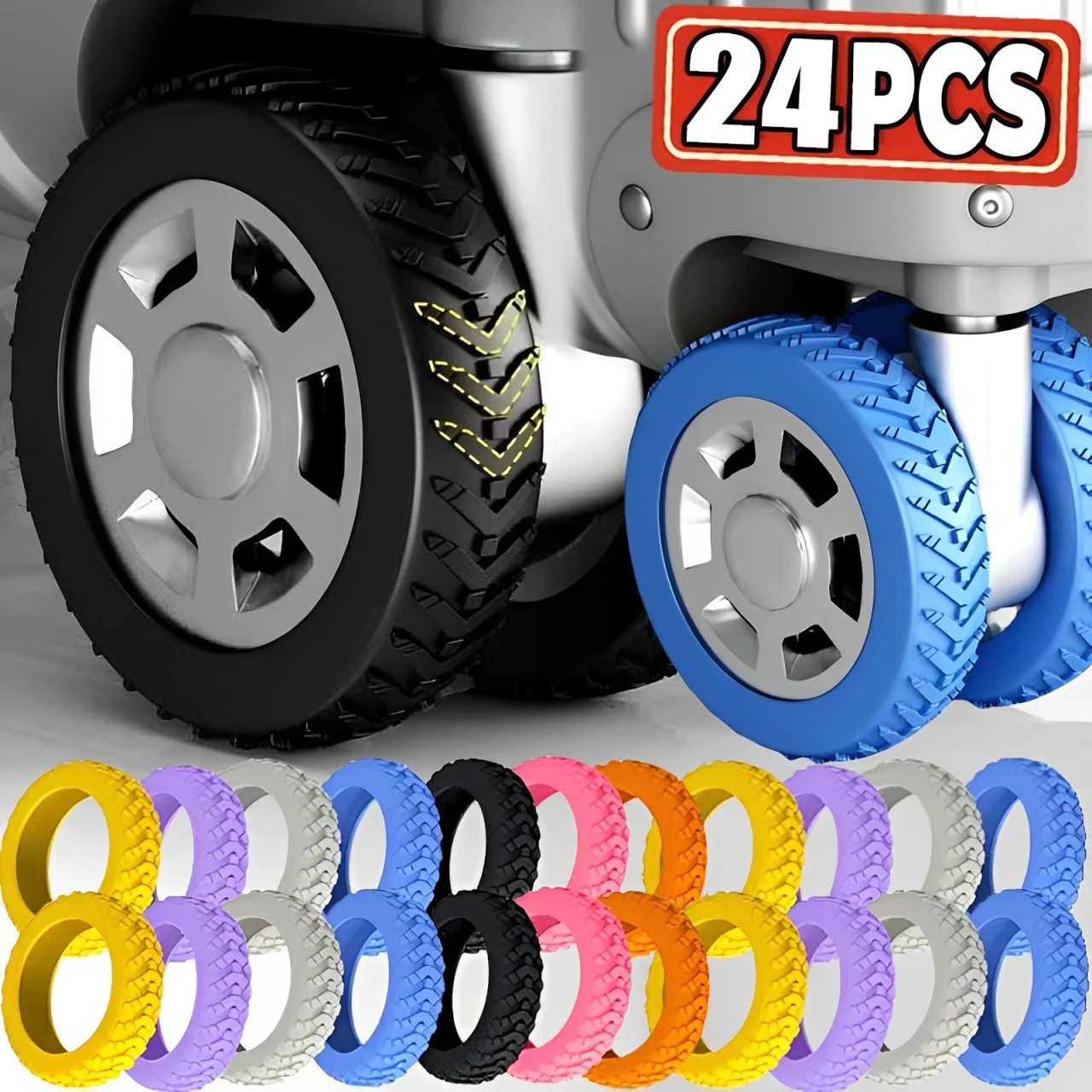 1/24 pezzi protezione per ruote in silicone con texture addensata per bagagli ridurre il rumore ruote per bagagli da viaggio copertura accessori per bagagli