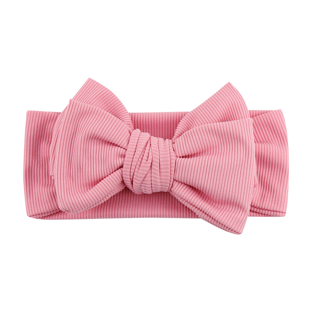 Diadema de algodón acanalado liso para bebé, lazo grande, diademas anudadas de doble capa, accesorios elásticos para el cabello para niños y niñas recién nacidos