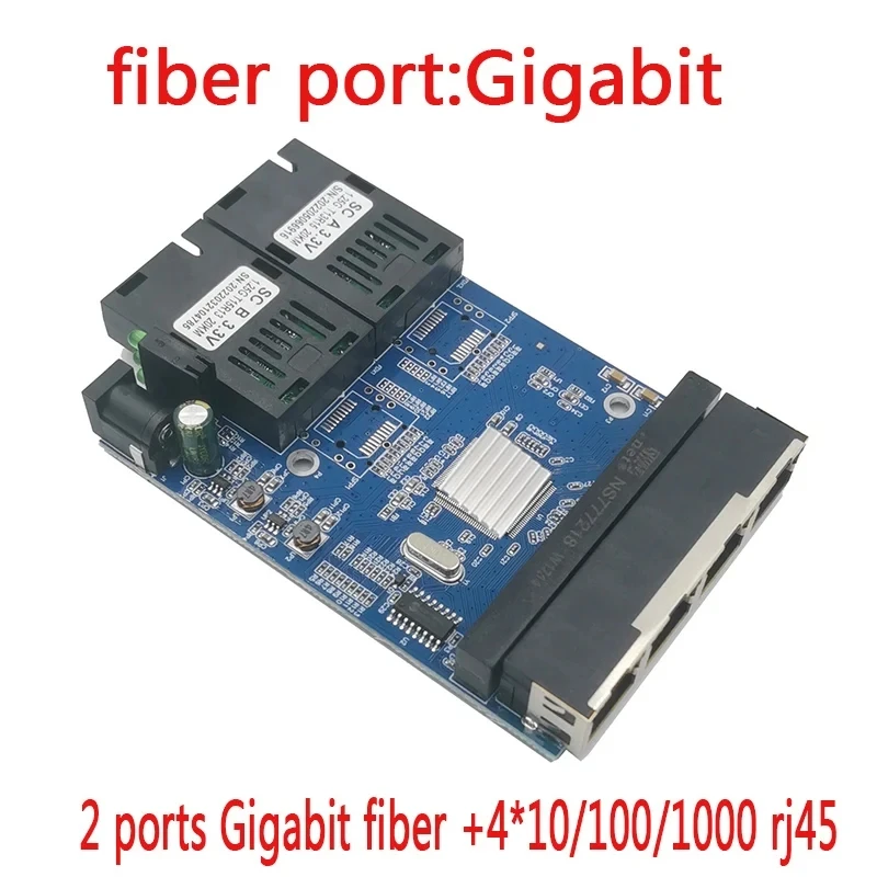 Switch in fibra 4 RJ45 UTP 2 SC Gigabit Convertitore multimediale in fibra ottica 2SC 4 RJ45 2G4E Ethernet Scheda PCBA