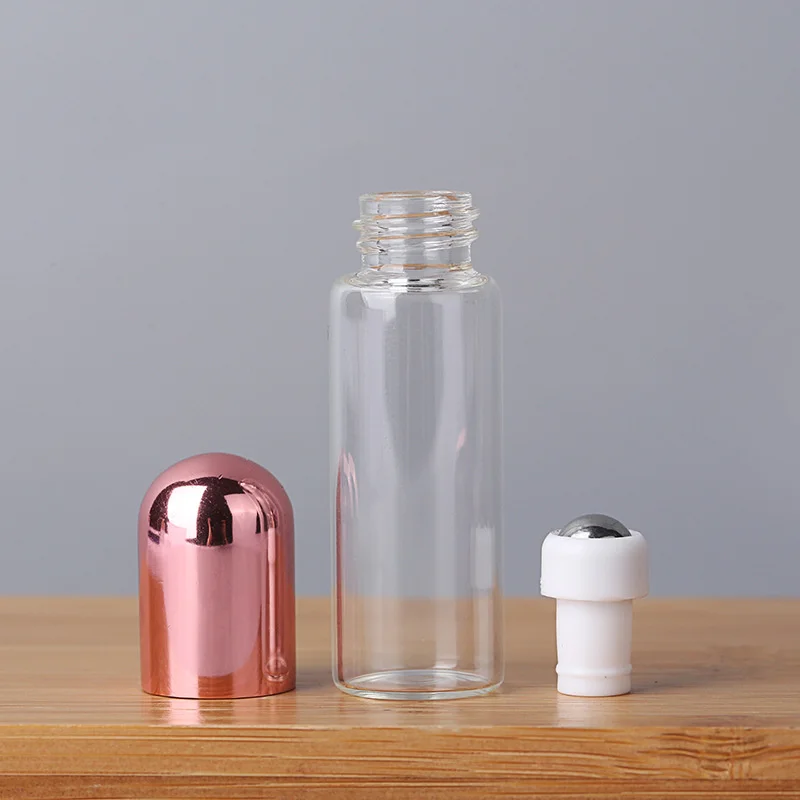 Essential Oil Roller Bottles10ml/5ml/3/2ml/1ml With Metal Roller Ball For Fragrance Travel Refillable Glass Empty Perfume Bottle