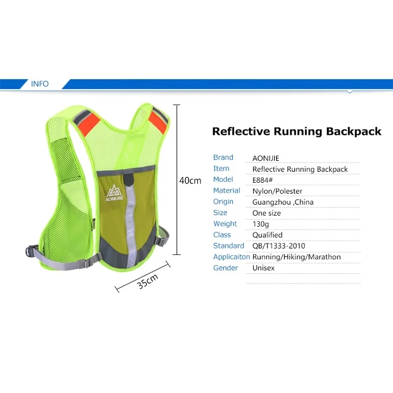 AONIJIE สะท้อนแสง Night Running Vest กระเป๋าเป้สะพายหลังสายรัดขวดน้ํา Trail Running Marathon Hiking Hydration กระเป๋าเป้สะพายหลังแพ็คกระเป๋า