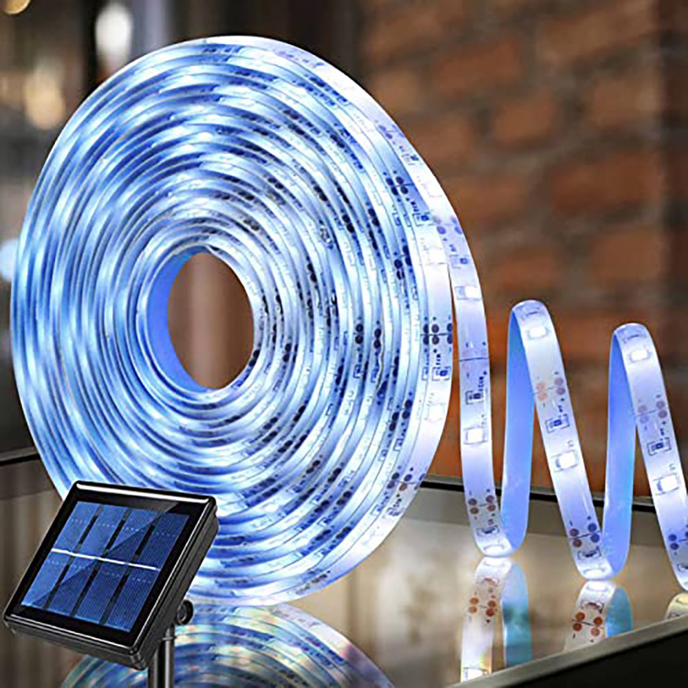 Tira de luz LED Solar para exteriores de 5M IP 65 tira de luz impermeable SMD 2835 adecuada para decoración de patio al aire libre tira de luz LED