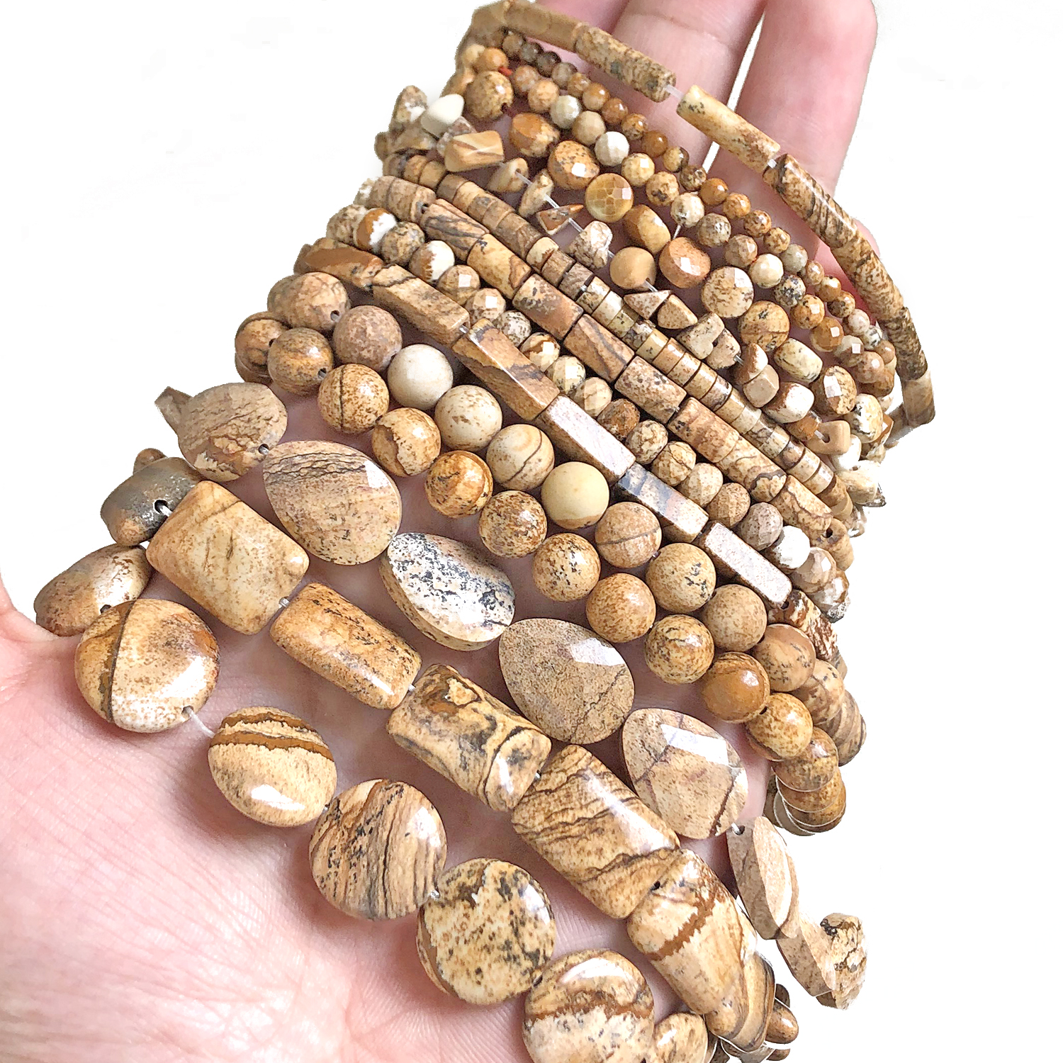 Gambar Jasper Manik-manik Batu Alam Bulat Tabung Spacer Manik Ronelle untuk Membuat Perhiasan Gelang Anting Kalung DIY Aksesori