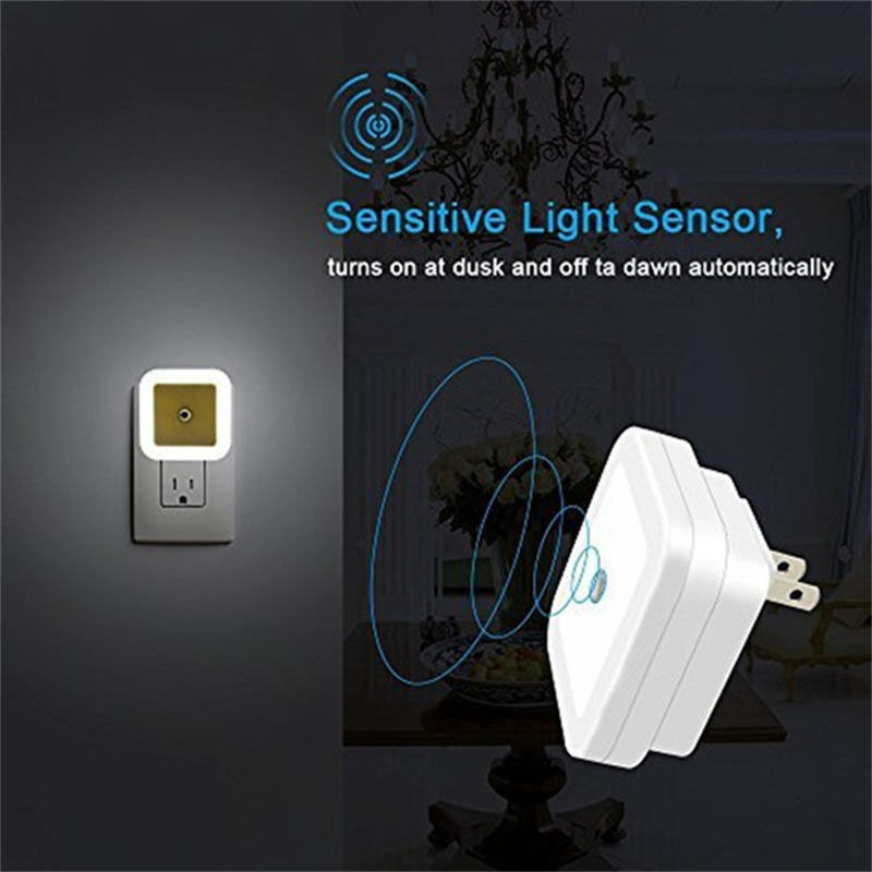 Mini Cute Wall Plug-in LED Night Light Auto Sensor Bedside Lamp For Bedroom Kid's Room Hallway Corridor Stairs EU Plug