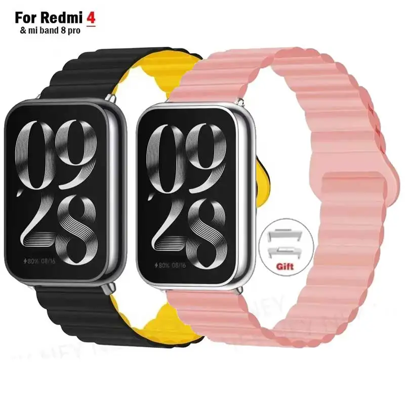 Xiaomi Mi Band 8 Pro用磁気ループ,スマートリストバンド,シリコンウォッチバンド,Redmi用,4つのアクセサリー