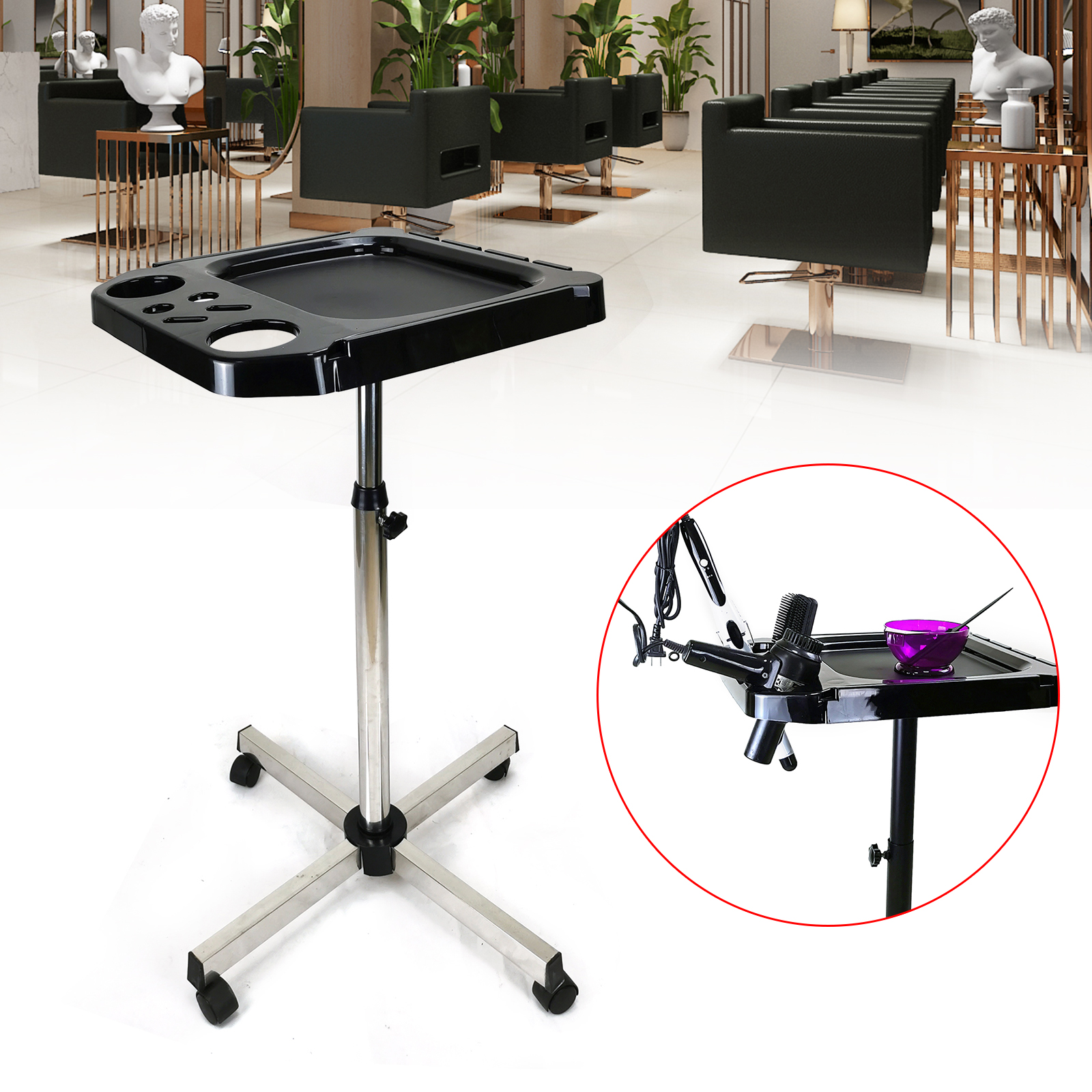Instrument Beauty Equipment Stand Mobile Salon Spa Rolling Cart Service Trolley Hair Stylist Storage Tray Tattoo Table