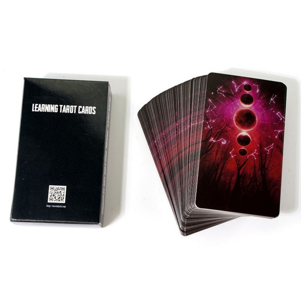 ไพ่ทาโรต์เพื่อการเรียนรู้1กล่องไพ่ทาโรต์คุณภาพสูง78ชิ้นแบบคลาสสิกพร้อมคู่มือเกมเริ่มต้นเกมกระดานทำนายโชคชะตาแบบพกพา