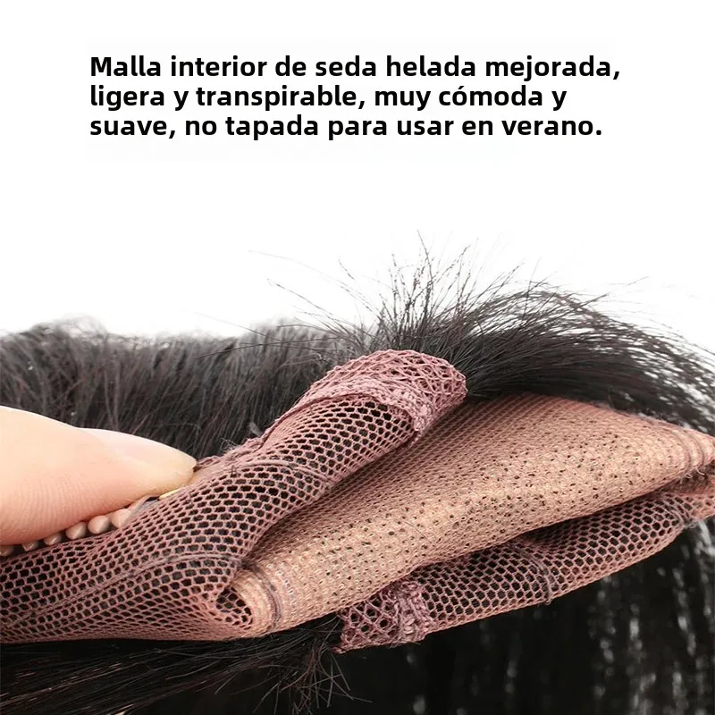 Base superior de seda, Clip de encaje suizo en Topper, peluquín recto para mujer con flequillo, postizo humano Real transpirable y suave, Color rubio