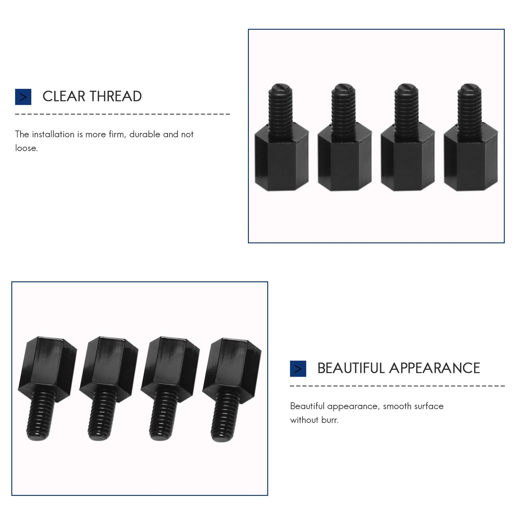 ABFA 100x carte mère en Nylon entretoise hexagonale filetée filetage M3 6 + 6mm noir