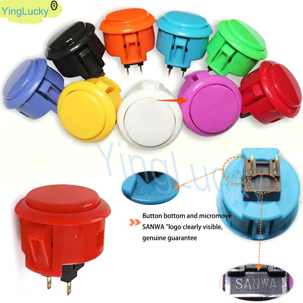 1 stks Originele sanwa knop OBSF 30 obsf24 arcade drukknop 24mm 30mm schakelaar Nintendo MAME raspberry pi vervanging knoppen