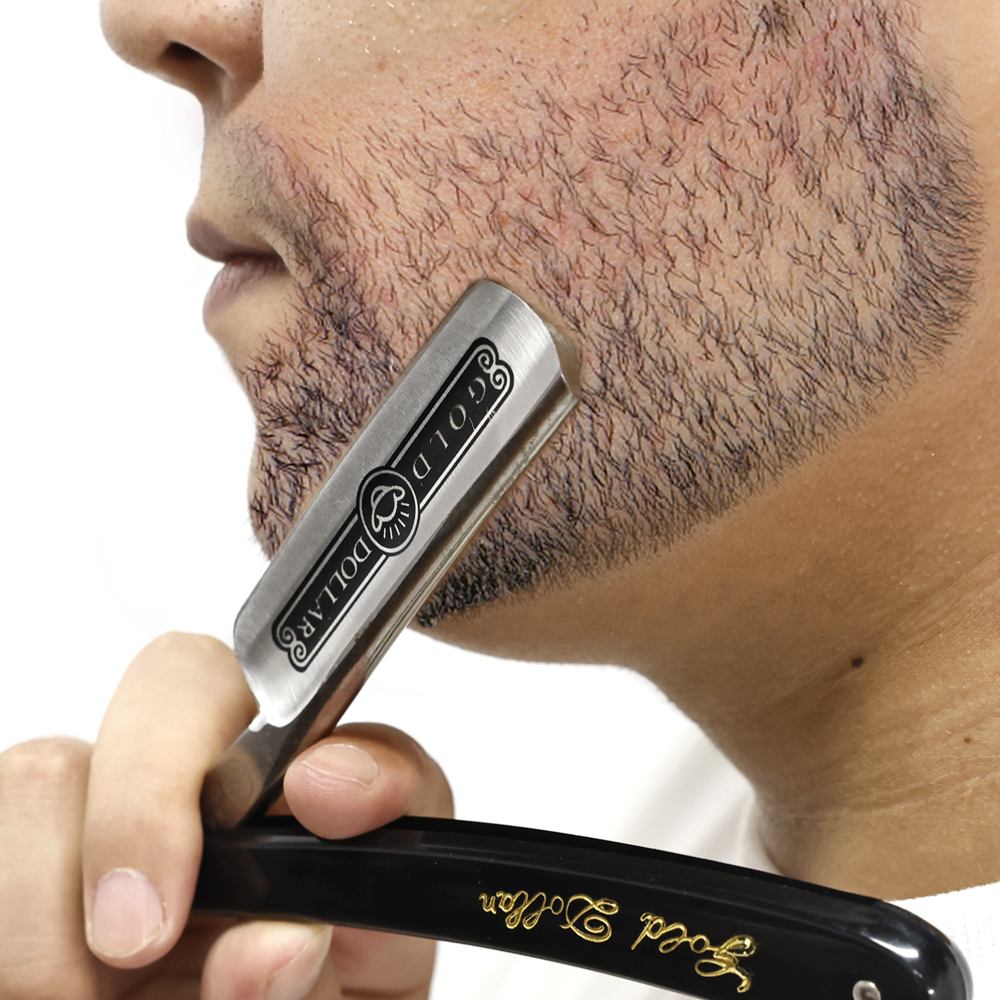 Professional Men's Manual Straight Shaver Gold Dollars Classic Sharp Razor Barber Facial Epilator Stainless Steel Folding Shaver