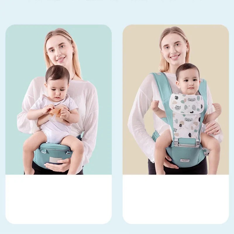 Mochila ergonômica para carregar bebês de 0 a 48 meses, com assento quadril para recém-nascidos, multifuncional, envoltório para cintura, canguru