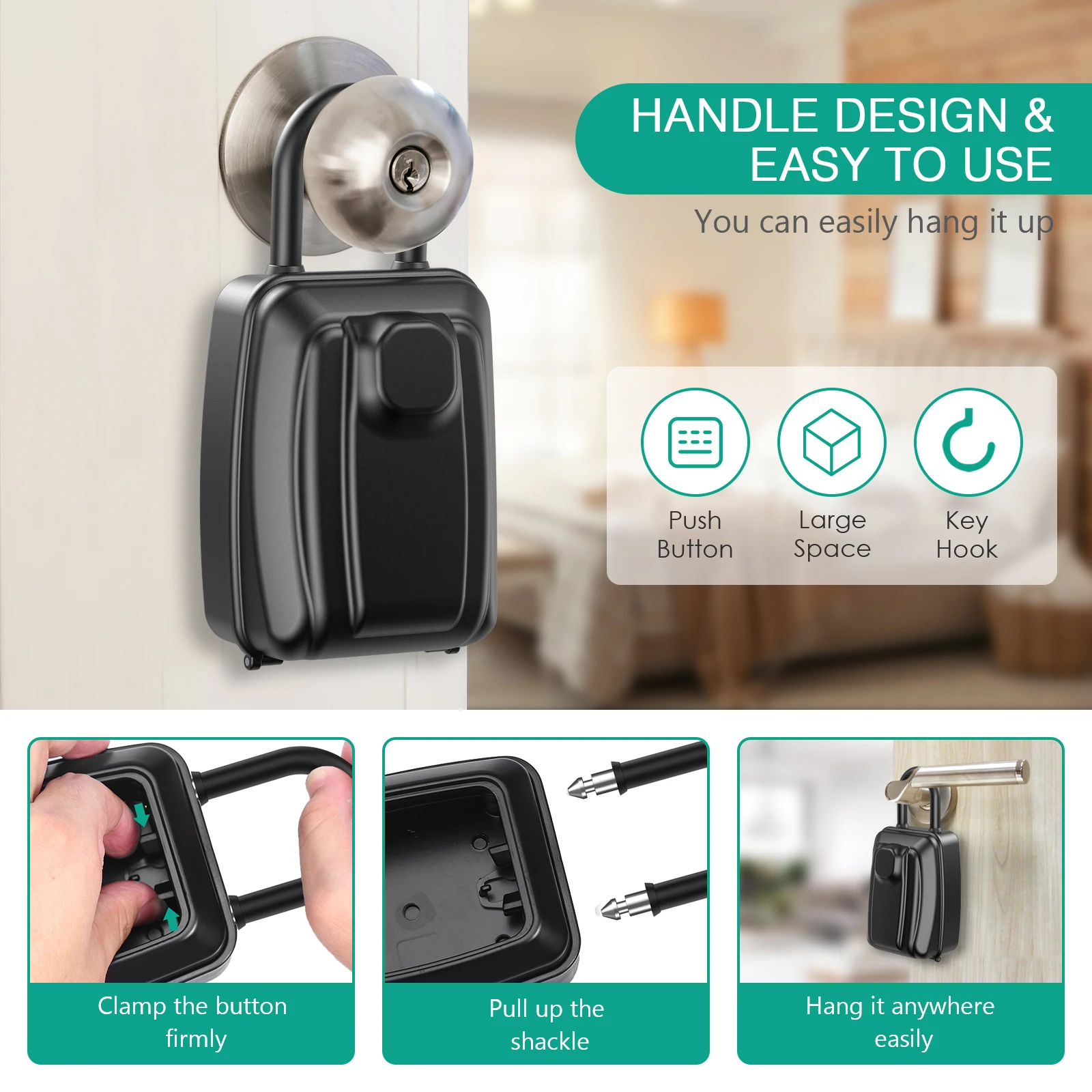 ORIA Chìa Khóa An Toàn Bộ 9 Chữ Số Nút Nhấn Kết Hợp Khóa Ngoài Trời Chìa Khóa Hộp Bảo Quản Resettable Mã Hộp Chìa Khóa chống Thấm Nước An Toàn Khi Đặt Cọc