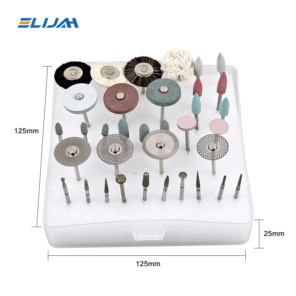 SYJH 35 stks/set Dental Lab Polijsten HP Kit Keramische Porselein Slijpen Tandarts Tool Diamant Burs Borstel Materiaal