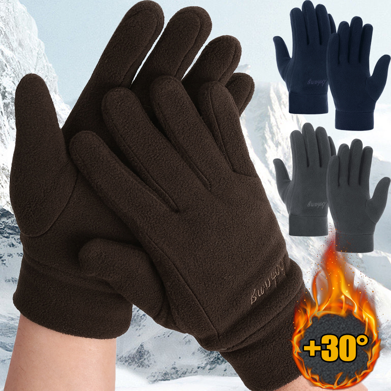 Guantes de lana cálidos de invierno para mujeres y hombres, guantes térmicos con dedos completos, resistentes al frío, a prueba de viento, para esquiar al aire libre, ciclismo