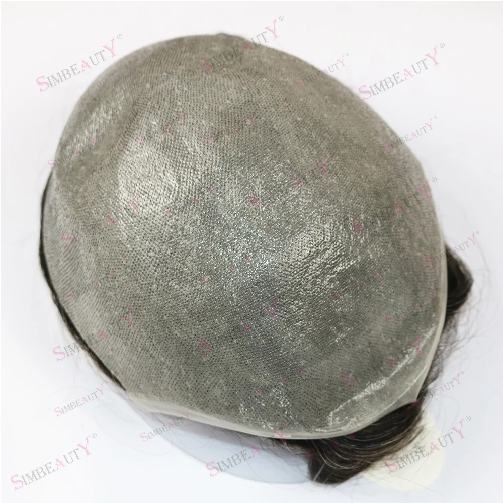 80% Density Light Weight 0.02mm Super Ultra Thin Skin Grey Men's Toupee Natural Hairline Invisible V Loop Human Hair Prosthesis