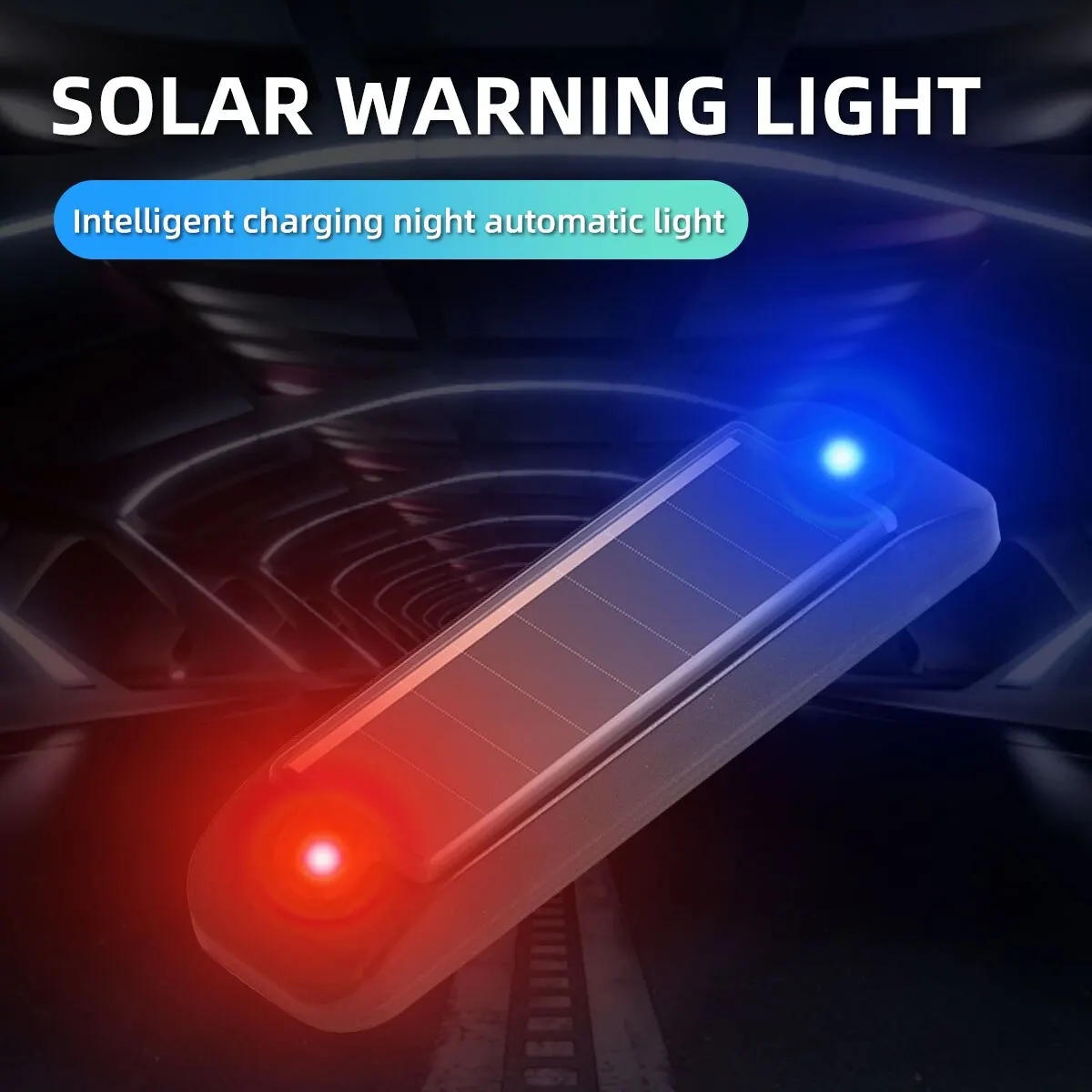 Luz de advertência de energia solar para carros e motos, indicador de lanterna LED, estroboscópio de precaução durante a noite