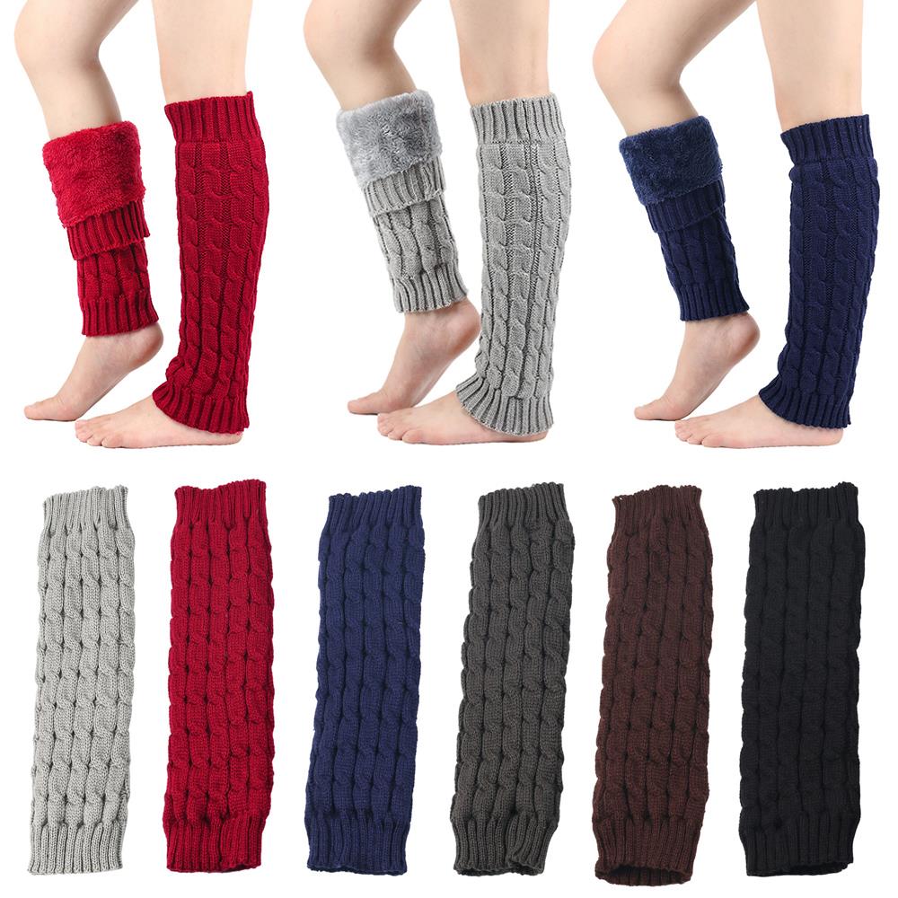Womens  Long Leg warmer Thicken Plush Liner Knit Socks Warm Wool Knitted Foot Cover Women Autumn Winter Heap Socks Boot Cover