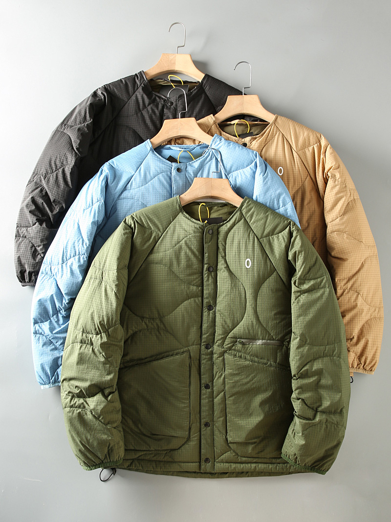 Jaqueta Masculina com Gola Redonda, Casaco Acolchoado Estilo Japonês, Moda Jovem, Impermeável e à Prova de Vento, Casaco com ...