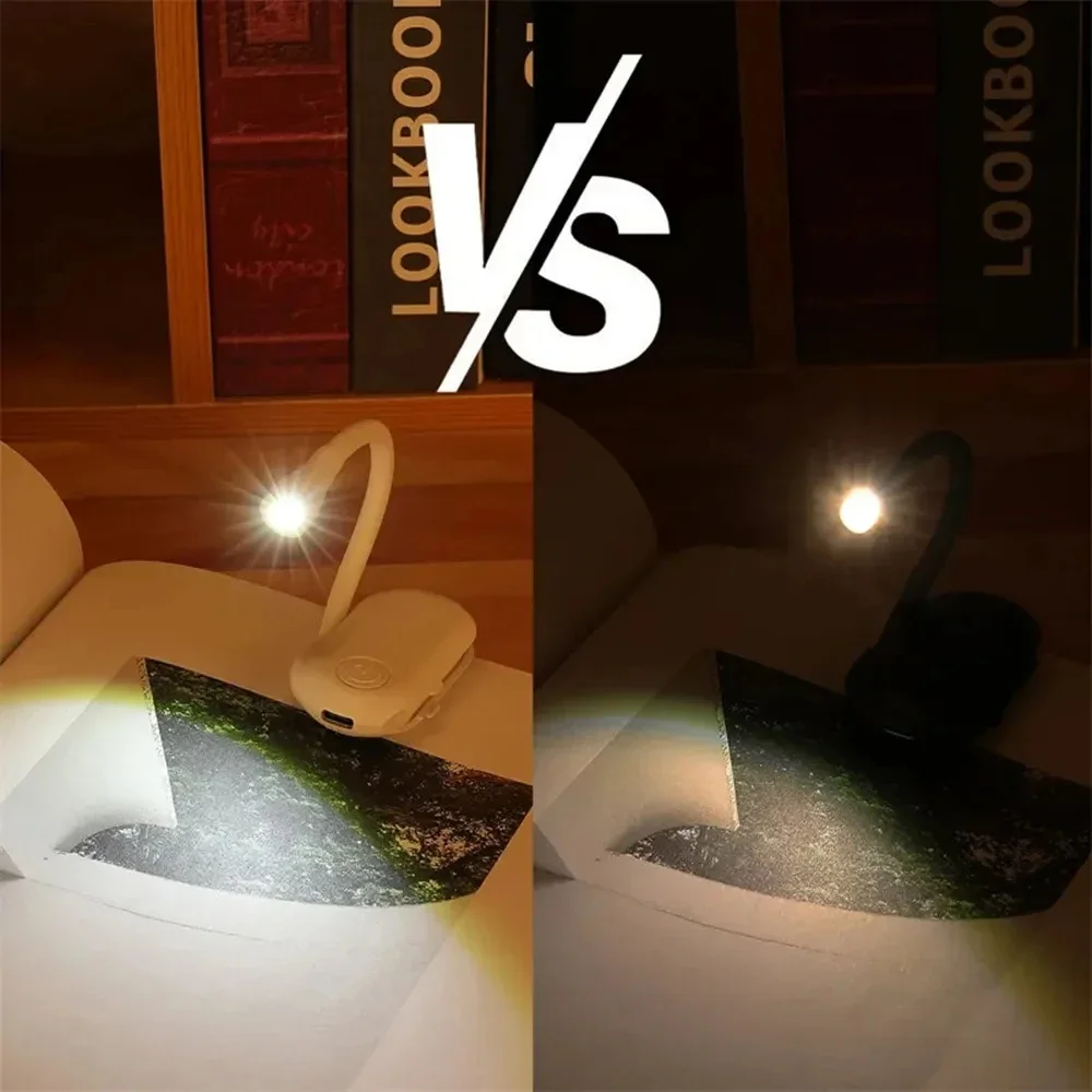 Mini LED Libro Luz nocturna Clip ajustable 360 °   Lámpara de protección ocular Flip Study recargable de 3 colores para lectura de dormitorio de viaje