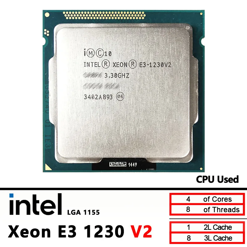 Intel Xeon E3 1230V2 usado E3 1230 V2 3,3 GHz 8M 69W CPU Processador LGA 1155
