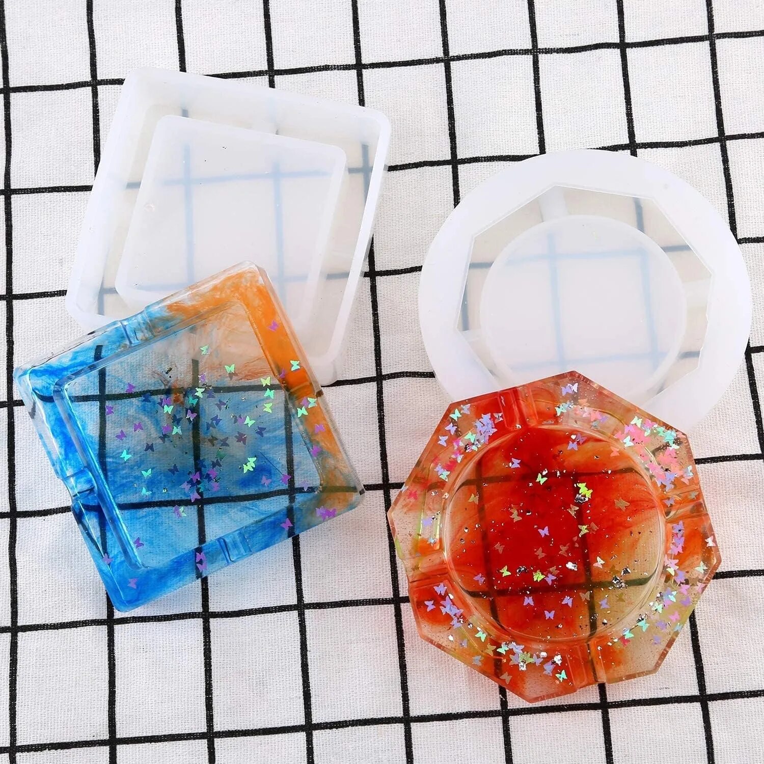 シリコーン型灰皿樹脂モールドハートスクエアモールド DIY 樹脂 UV クリスタルエポキシ工芸品クリスタル灰皿家の装飾