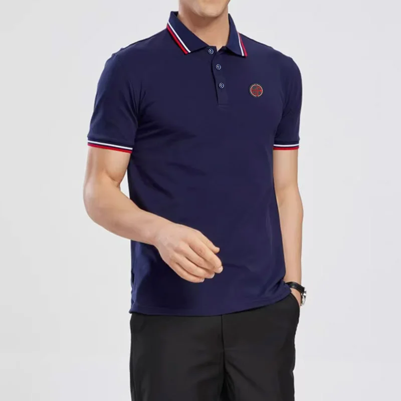 เสื้อโปโลผู้ชายใหม่2024, เสื้อโปโลผ้าคอตตอนแท้ผู้ชายธุรกิจฤดูร้อนแฟชั่นสีล้วนสวมใส่สบายอเนกประสงค์