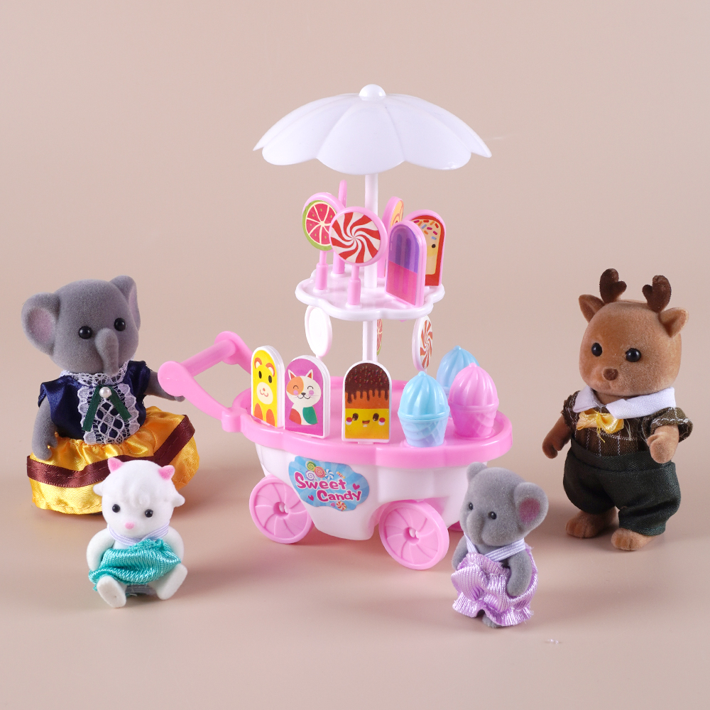 アイスクリームトラックシミュレーションミニチュアシーンディスプレイ女の子、赤ちゃんのベッド、デザート、二段ベッド、バスルーム、キッチンおもちゃ、1:12ドールハウス