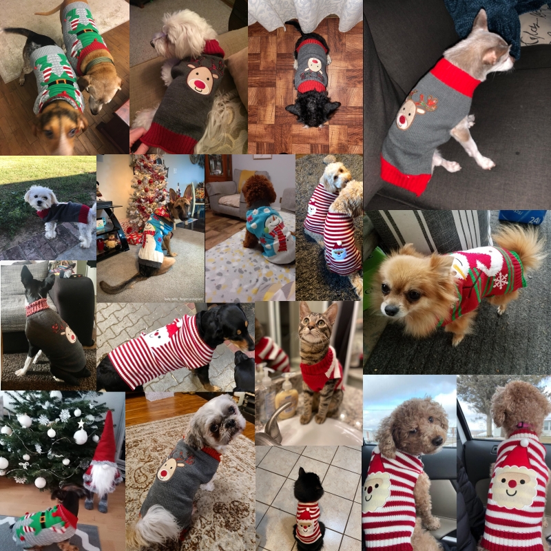 Suéter para perros, ropa cálida de Navidad para invierno, traje de Navidad para perros, abrigo para cachorros, disfraz para perros, suéter de punto a rayas para perros Chihuahua