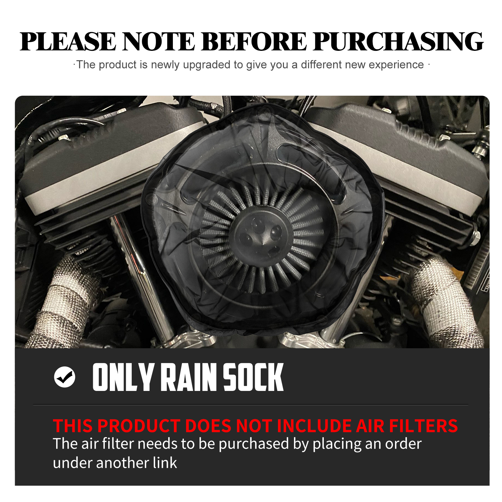 Motorcycle Air Filter Rain Sock Universal For Harley Touring Street Glide Softail Sportster Waterproof Protective Filter Cover
