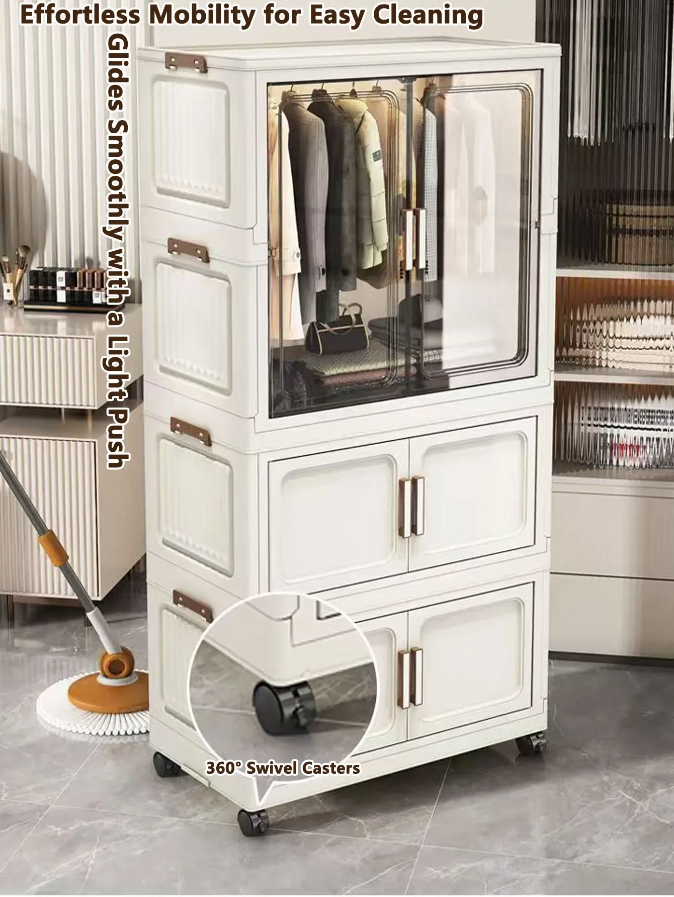 Foldable Storage Cabinet Multi-Scene Folding Locker Organizing Storage Solution for Home Garden Office School Black White
