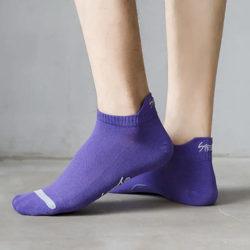 5 pares de calcetines de tobillo de color brillante sin mostrar calcetines transpirables para hombre, desodorante deportivo de moda callejera, calcetines invisibles para correr de viaje