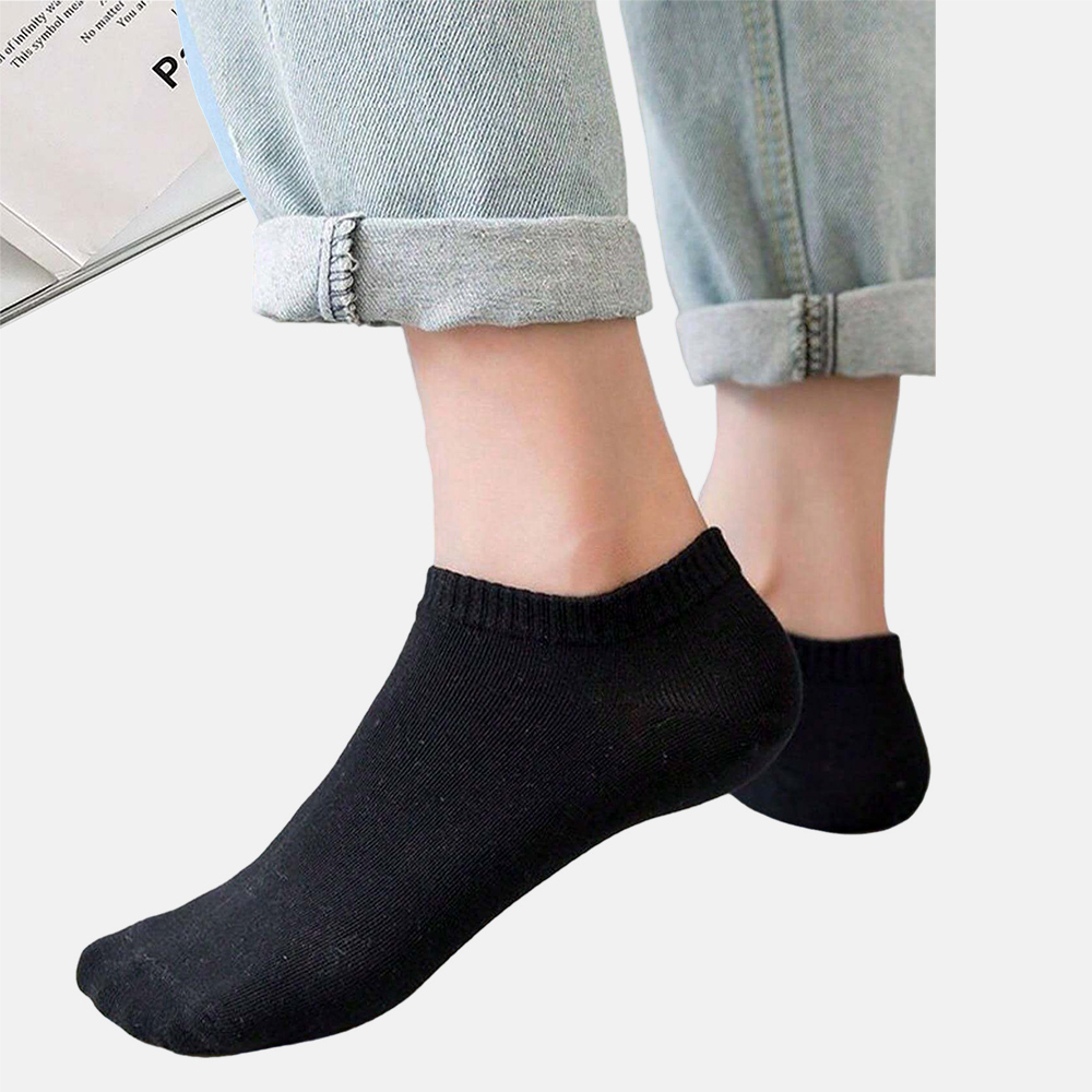 20 Pairs Men Solid Black Ankle Socks Anti Odor Antibacterial Breathable High-quality Simple Fashionable Versatile Casual Socks
