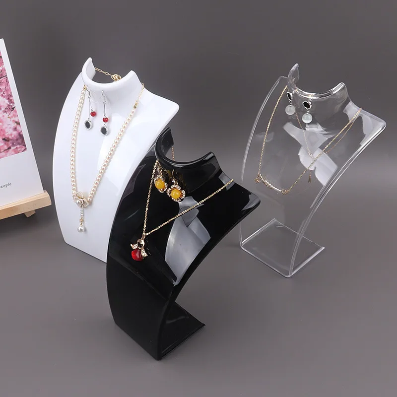 Maniquí de plástico para exhibición de collares, soporte para busto, joyería, estante para busto de maniquí para collares, pendientes colgantes, estante de exhibición