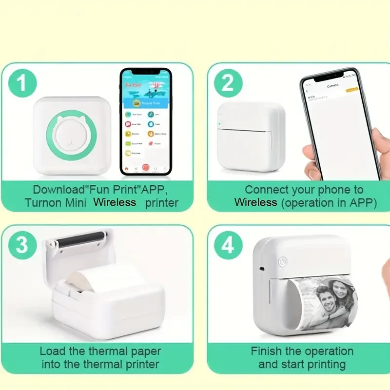 แบบพกพา Mini Pocket Inkless เครื่องพิมพ์ไร้สาย BT เครื่องพิมพ์ความร้อนสําหรับรูปภาพใบเสร็จรับเงินหมายเหตุ Memo Label สําหรับ IOS Android สมาร์ทโฟน