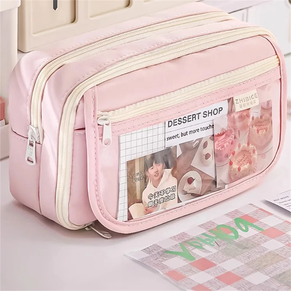 Estuche para lápices multicolor de 9 capas de gran capacidad, almacenamiento transparente con cierre de cremallera para niñas, útiles escolares, estuche para lápices