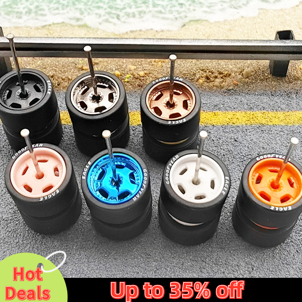 1/64 Wheels with Rubber Tires FUCHS Large Size Refitting Parts for Diecast Model Car Hot Wheels Matchbox Tomica D:13mm 1 Set