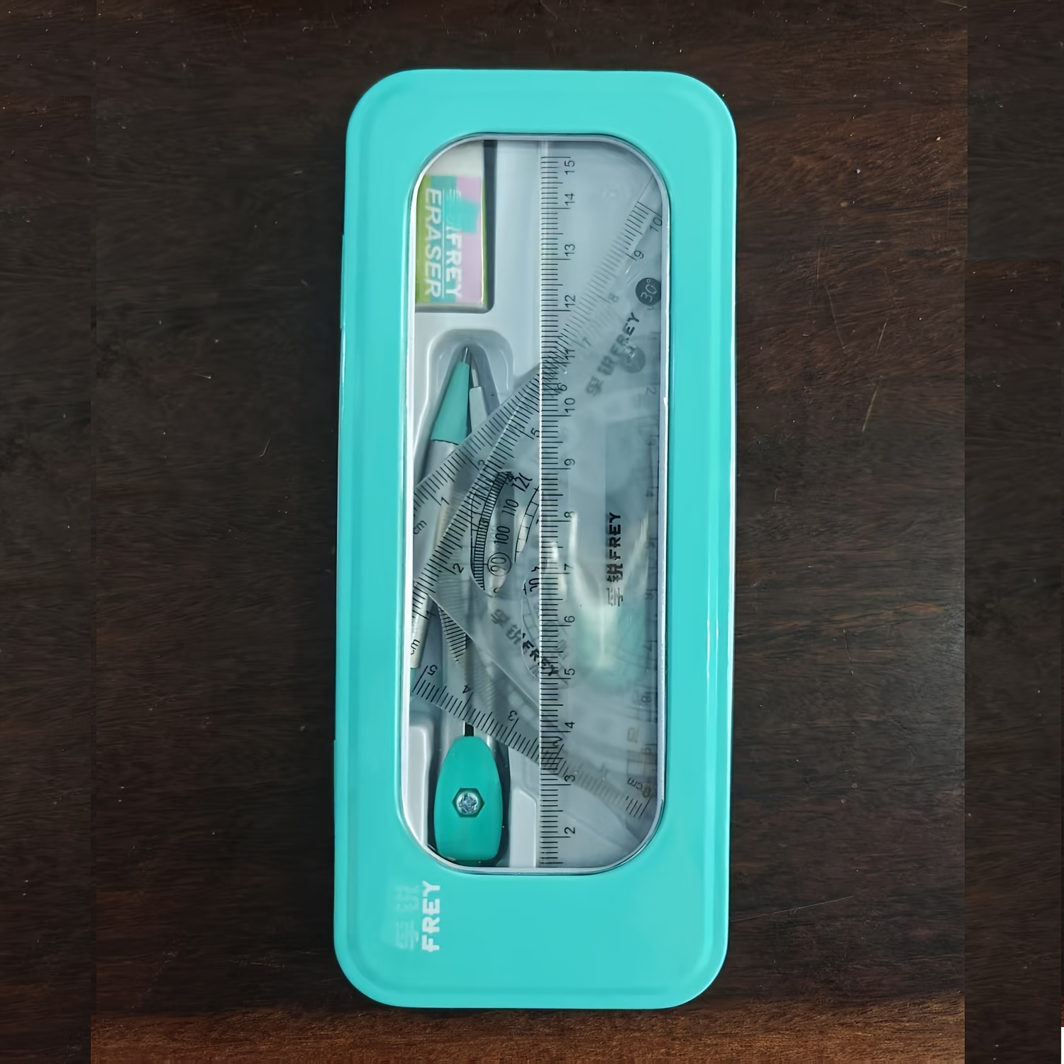 1-set Durable 7-in-1 Measuring and Drawing Tool Set, Including Compass, Protractor, Ruler, and Eraser