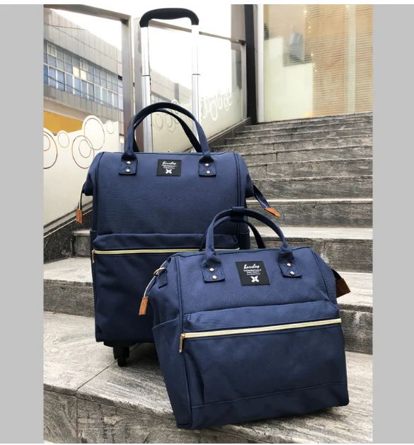Frauen Tragen Auf hand gepäck Tasche Trolley Gepäck tasche sets roll gepäck tasche frauen reise Trolley Taschen räder rädern rucksack