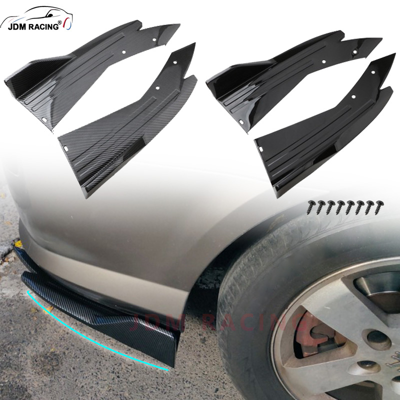 Pair Universal Car Rear Bumper Spoiler Lip Carbon Fiber Wing Trim Protection Anti-crash Diffuser Side Skirt Wrap Angle Splitter