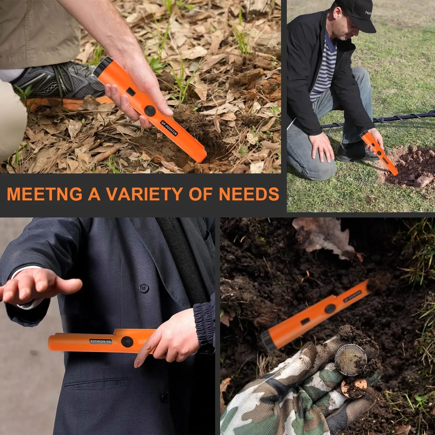 Professioneller Metalldetektor Pointer Pinpoint Wasserdichter Handmetalldetektor für Metallmünze Gold