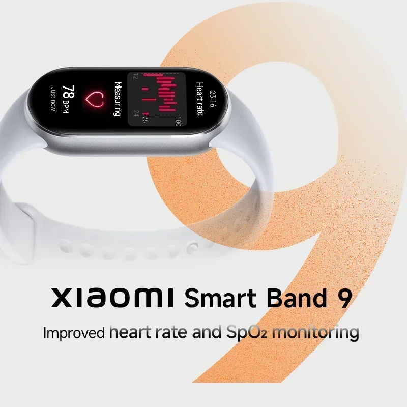 Versión global Xiaomi Smart Band 9 Pantalla AMOLED de 1,62 pulgadas 21 días de duración de la batería Admite más de 150 modos deportivos 5ATM Bluetooth 5.4