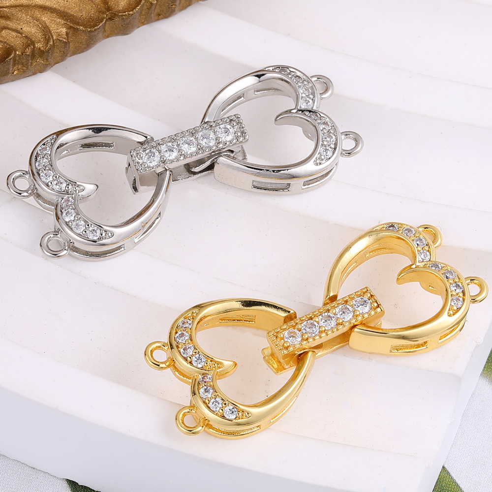 Juya Handmade 18K Gold Silver Plated Fastener Bail Connector Clasps อุปกรณ์เสริมสําหรับเย็บปักถักร้อยไข่มุกลูกปัดเครื่องประดับทํา