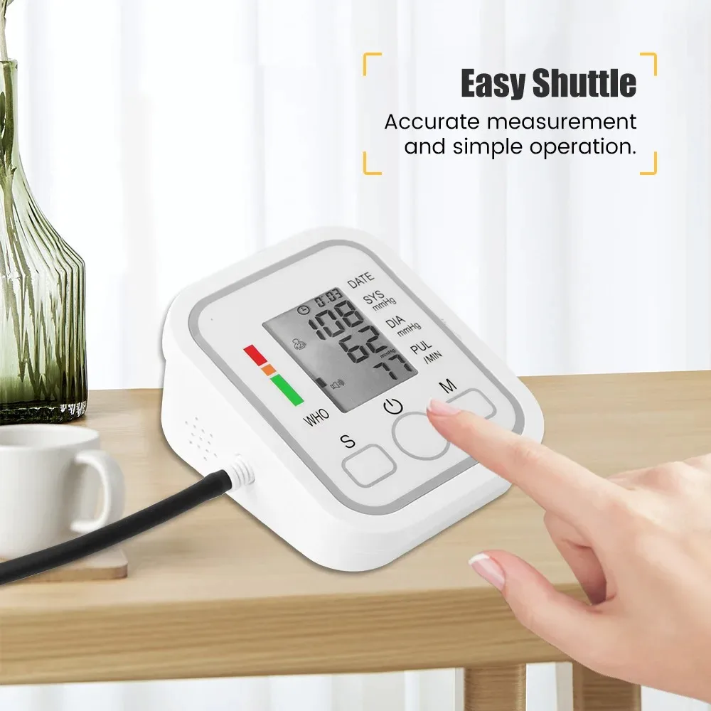 การแพทย์อัตโนมัติ Sphygmomanometer ดิจิตอลแขนข้อมือ BP เครื่องวัดความดันโลหิต Tensiometer Tonometer Heart Rate Pulse Meter