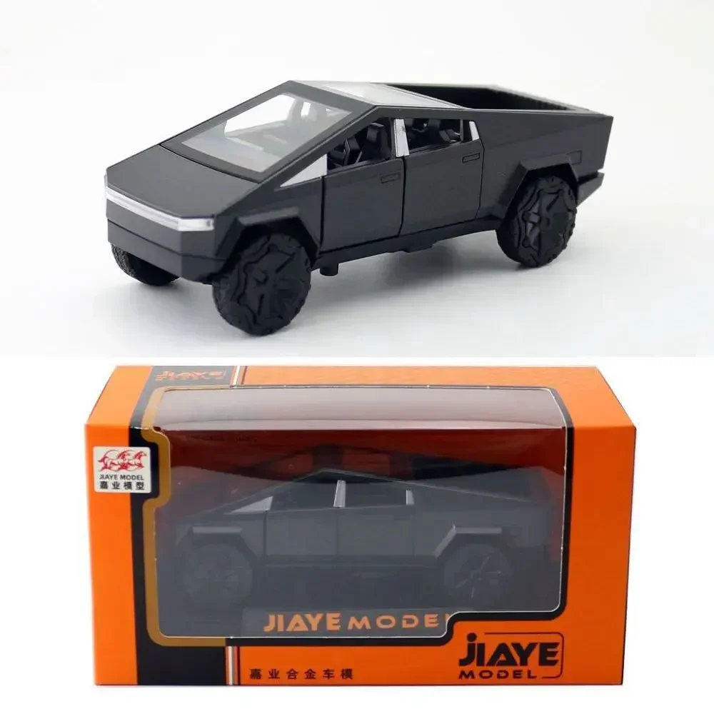 1:36 tesla cybertruck captador suv liga modelo de carro diecast metal brinquedo fora de estrada veículo puxar para trás caminhão som luz brinquedo coleção