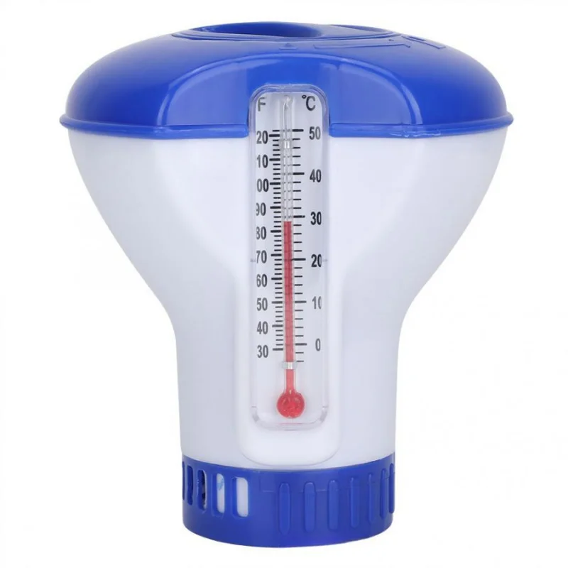 Swimming Pool5Floating Water Medicine Box Floating Cup Medicine Dispenser with Built-in Swimming Pool Floating Thermometer Float