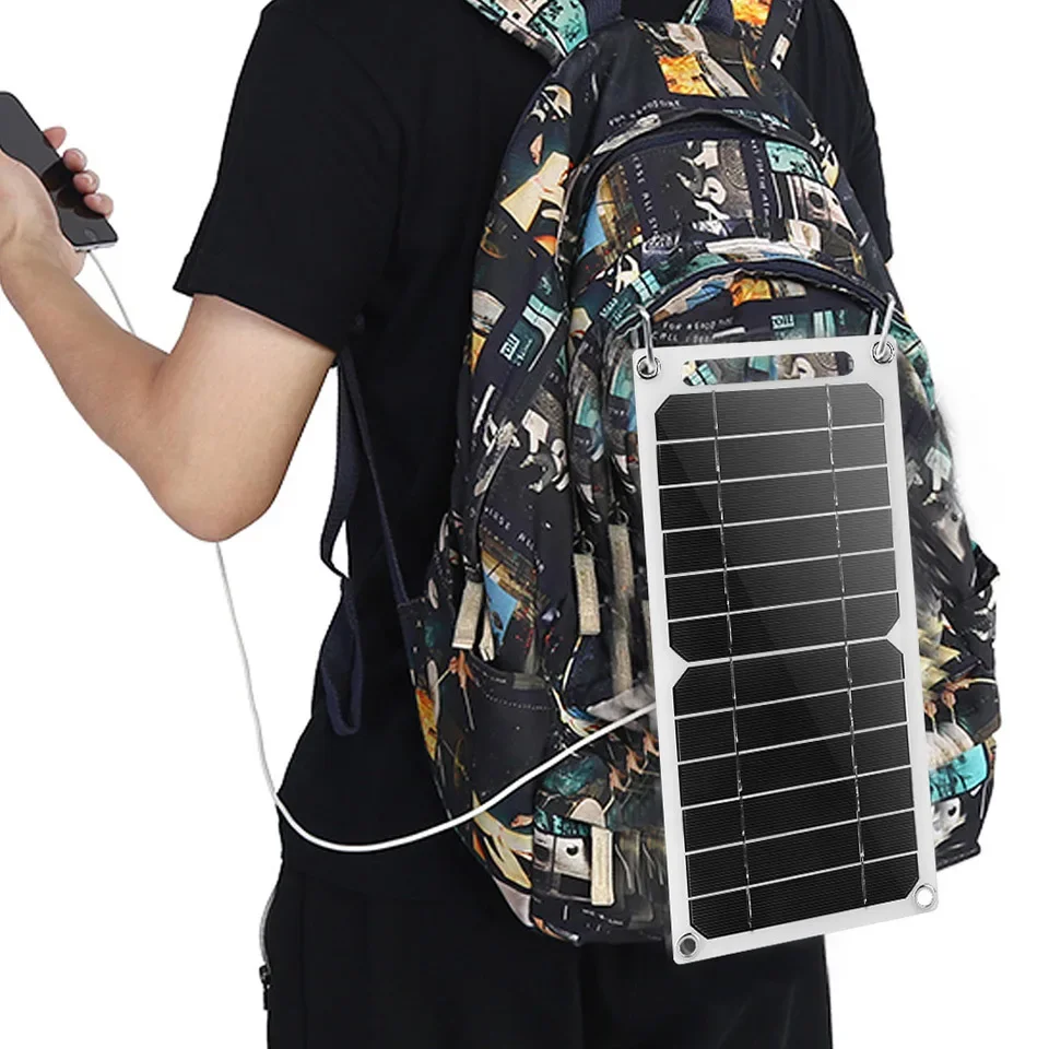 Panel solar 5-35W USB Cargador portátil impermeable para senderismo al aire libre, camping y carga de teléfono móvil
