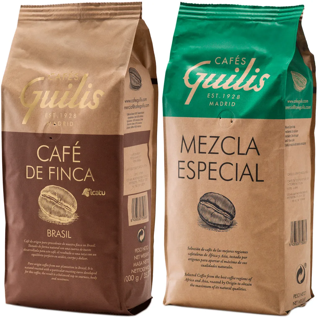 Kawa ziarnista 100% ARABIKA Brazylia + MEZCLA torrefacto Cafes Guilis 2x1kg