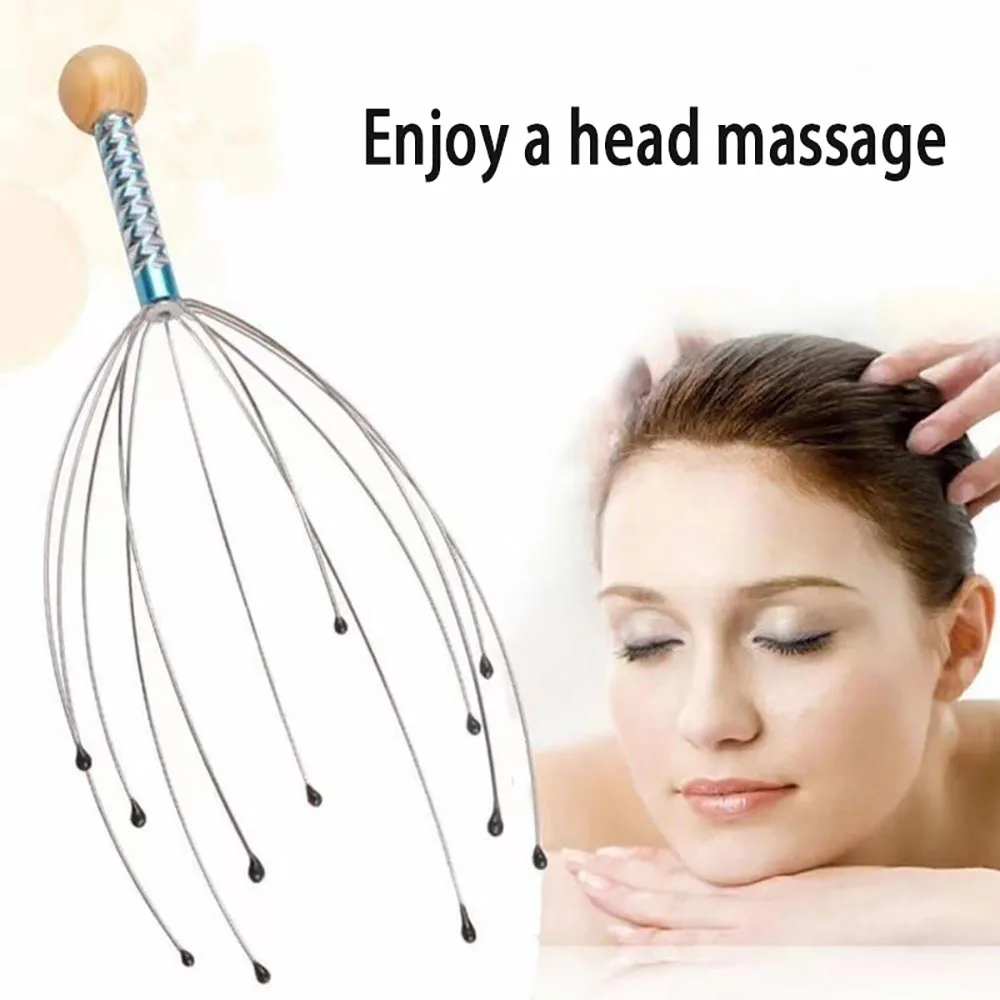 1pc/2 pçs massageador de cabeça portátil aço inoxidável gravado cabeça massageador massagem garra couro cabeludo scratcher coceira aliviar extrator alma