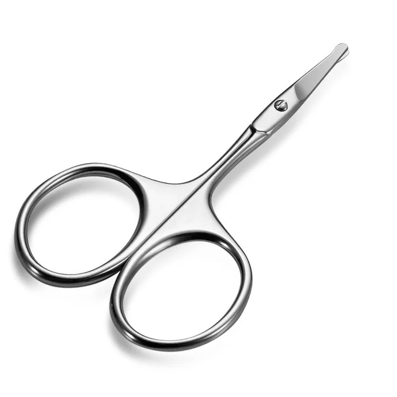 Stainless steel round head small scissors eyebrow trimming tool scissors beard beauty scissors nose hair scissors